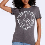 Vintage Concert Tees All You Need Is Love Peace Tshirt Women's M Charcoal Retro Gray Size M Photo 0