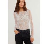 Free People Sheer White Lace Sequin Beaded Bodysuit XS Embroidered Boho Festival Photo 4