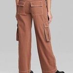 Wild Fable Women's Mid-Rise Cargo Baggy Wide Leg Utility Jeans - Brown Wash 0 Photo 2