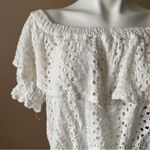 Free People | That Girl White Eyelet Lace Off Shoulder Crop Top Sz M Photo 2