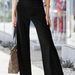 Boston Proper  EUC Women's Wide Leg Black Pull On Pants Size M Photo 0