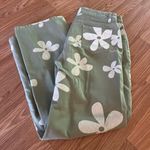 Floral green straight jeans Size 12 Photo 3