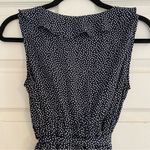 Motherhood Maternity Dress Navy White Polka Dot Chiffon Ruffle V-Neck Tie Size S Photo 5