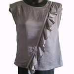 a.n.a Silver Sleeveless Blouse Women’s Medium Ruffle Detail EUC Photo 1