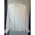 Talbots NWT Long Sleeve Metallic Sleeves Mock Neck Blouse Cream M Photo 4
