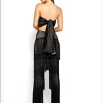 BANJUL  NWOT High-Waisted Black and Tan Crochet/ Lace Tiered Fringe Flare Pants Photo 1