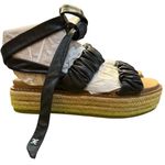 Sam Edelman Womens Black Kerin Tie Ankle Platform Leather Espadrille Shoes 7 Photo 0