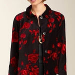 Talbots  NWT $159 Black Red Velvet Rose Floral Jacket Blazer Top Size 10 P Photo 0