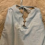 Jessica Simpson Swimsuit Size Large Tie Back Striped Blue White Ruffle One Piece Photo 1