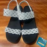 Skechers NWT Cali Luxe Rumble On Sassy Dayz Foam Wedge Sandals black white Photo 5