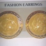 Huge Vintage Gold Tone Shimmer Enamel Fashion Earrings Photo 0
