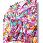 Floral Printed Top Women’s Medium Belle by Kim Gravel (QVC) Smocked Sleeve Pink Photo 3