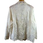 Romantic Embroidered Ivory Sheer Ruffle Tie Jacket Topper 3X White Photo 3