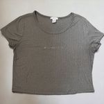 Grey “Kindness” Short Sleeve Ribbed Crop Top Gray Size undefined Photo 1