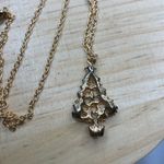 Frosted Decorated Christmas Tree Necklace Festive Holiday Merry Goldtone 1.5in Red Photo 2