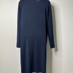Michael Kors MICHAEL Dark Blue Long Sleeve Solid Dress Small Photo 2
