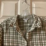 Time & Tru Green/White Plaid Button Up Blouse size L Photo 2