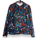 Chico's Womens sz 3 Abstract Print Button Statement Jacket Blazer Bold Colorful Photo 2