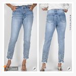 Frank Lyman Design Rhinestone Lace Embroidered Hem Crop Jeans Size XS Photo 1