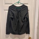 Yogalicious Womens Lace Up Back Gray Pullover Top Sweatshirt Long Sleeve Large Photo 2