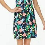 J.Crew Factory Women 12 Navy Blue Floral Basketweave Square-Neck Sheath Dress Photo 0
