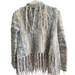 Free People Fringe Light Neutral Combo Cardi Cardigan Cropped Hippy Boho Small Photo 7