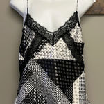 Victoria's Secret Victoria’s Secret Lace And Blk/Wht/Silver Patchwork Pattern Adjustable Cami- Med Photo 0