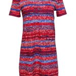 Tory Burch Pima Cotton Knit Print Boatneck Shift Dress Red White Blue Photo 0