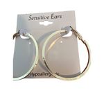 Gold Tone Large Hoop Earrings Leverback Sensitive Ears Hypoallergenic 2" New Photo 1