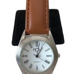 PCA Silver Tone Roman Dial Womens Watch Brown Straps Quartz Mvmt 33mm Case Photo 3