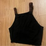 Urban Outfitters Black Wooden Boho Beaded Tie Back Crop Top Women’s Size Small Photo 3