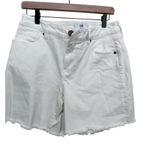 CAbi  #5985 Women's White Cotton Blend Raw Hem Jeans Shorts Size 8 Photo 0