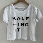 Zella Kale Ing It White Cropped Boxy Athleisure Tee T-Shirt Small Photo 0