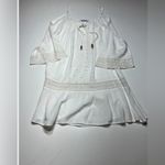 Blue Island Mini Dress Womens White Rayon Eyelet Ruffled Hem Keyhole Size L Size L Photo 1
