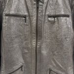 Chico's Chico’s leather Metallic Silver moto Jacket size XL! Photo 1