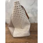 Fossil  Emma Tote Beige White Heart Print Leather Trim Key Charm Laptop Bag Purse Photo 3