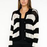 Divided Black & White Open Knit Cardigan, L Photo 6