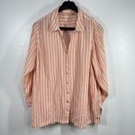Soft Surroundings  Button Down Shirt Striped 100% Cotton Long Sleeve Top‎ Size 3X Photo 1