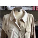 Cream and Tan Peplum Button Down Shirt Size L Photo 1