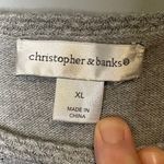 Christopher & Banks  Grey Sweater Red plaid Holiday 100% Cotton Stretch Size XL Photo 3