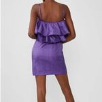 ZARA  Ruffled Ruffle‎ Metallic Thread Mini Cocktail Dress in Purple Size Small Photo 3
