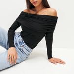 Reformation NEW  Florentina Black Draped Knit Top Women’s Size Large Photo 1