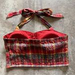 American Eagle Top Plaid Halter Crop Large Festival Stretch Corset Photo 3