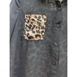 Edge Blouse Women's Cheetah Animal Print Translucent Roll Sleeve Black Size Large Photo 1
