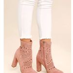Steve Madden  Ennie Rose Suede Cutout Mid-Calf light pink Boots boho size 7.5 Photo 0