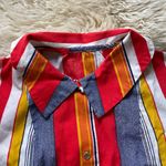 60s vintage 70s vintage pearl snap button shift dress striped 70s dress Size M Photo 3