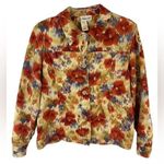 Coldwater Creek  Jewel Tone Floral Art to Wear 100% Cotton Jacket Medium Photo 0