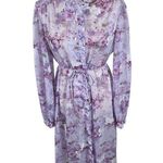 Vintage Floral High Neck Ruffle Front Dress Women’s *M Long Sleeve Boho Maxi Purple Size M Photo 0