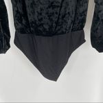 NWT Leyden Black Velvet Long Puff Sleeve Bodysuit Photo 5
