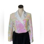 NWOT VENUS Iridescent Pastel Sequin Blazer Jacket Sparkly Party Holiday Glam S White Photo 1